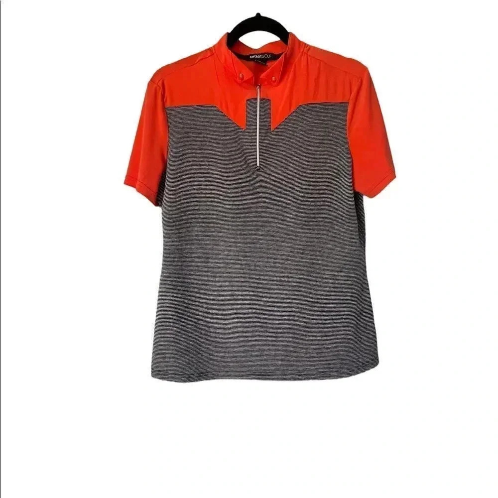 DKNY Golf Orange Quarter Zip Performance Polo Top Size M